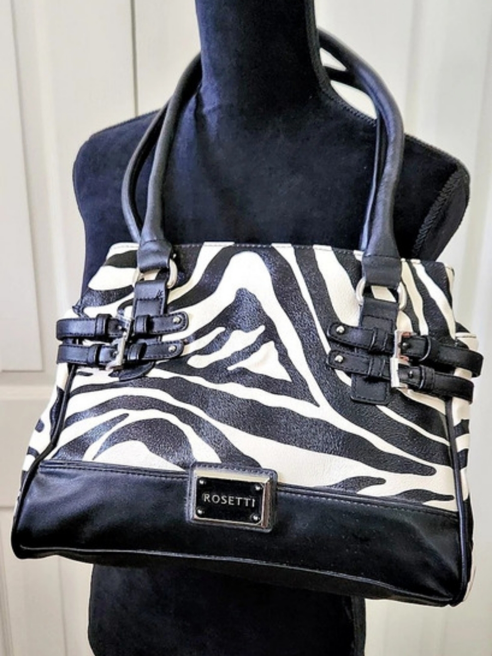Rosetti Zebra Print Purse in Black & White